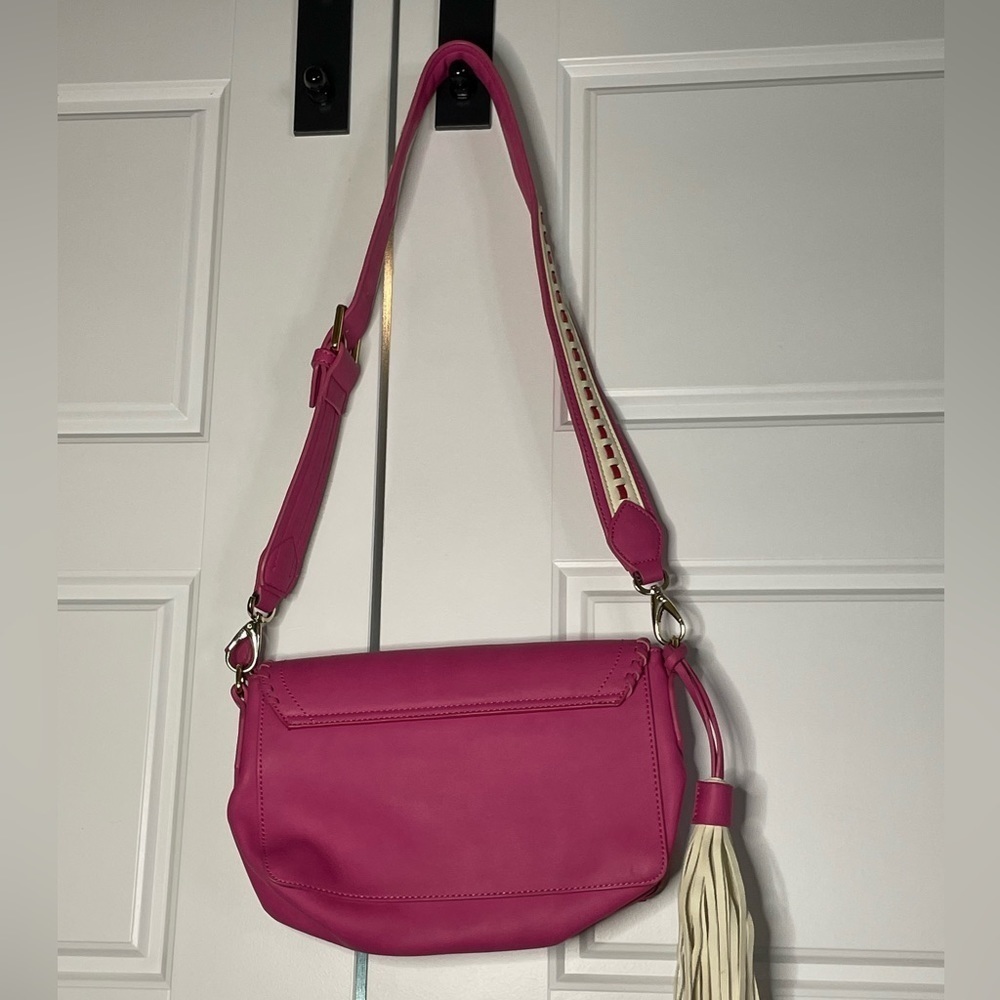 Mario Valentino Hot Pink Purse with cream tassel perfect for Barbie trend - Picture 2 of 12